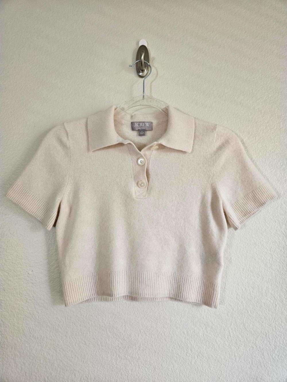J. Crew Cashmere Cropped Polo Sweater